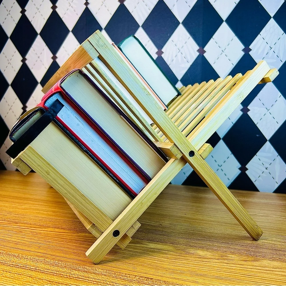 Collapsible Bamboo Plate Rack Folding Slatted Farmhouse‎ Kitchen Storage